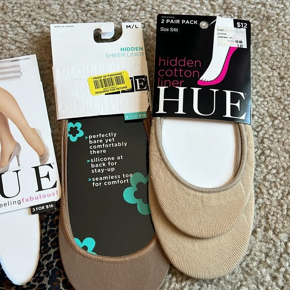 Hue cotton liner seamless socks nude black leopard cheetah no show